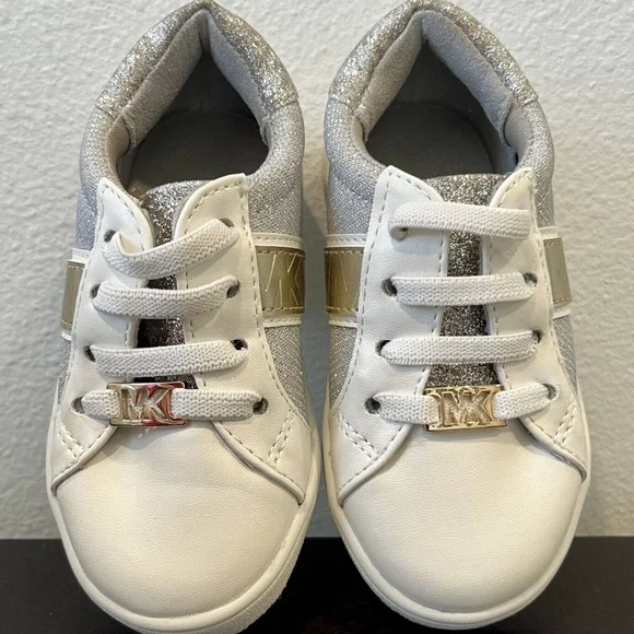 Michael Kors Toddler Girls Jem Square Sneakers in Silver-Gold Size 6 - Picture 7 of 16